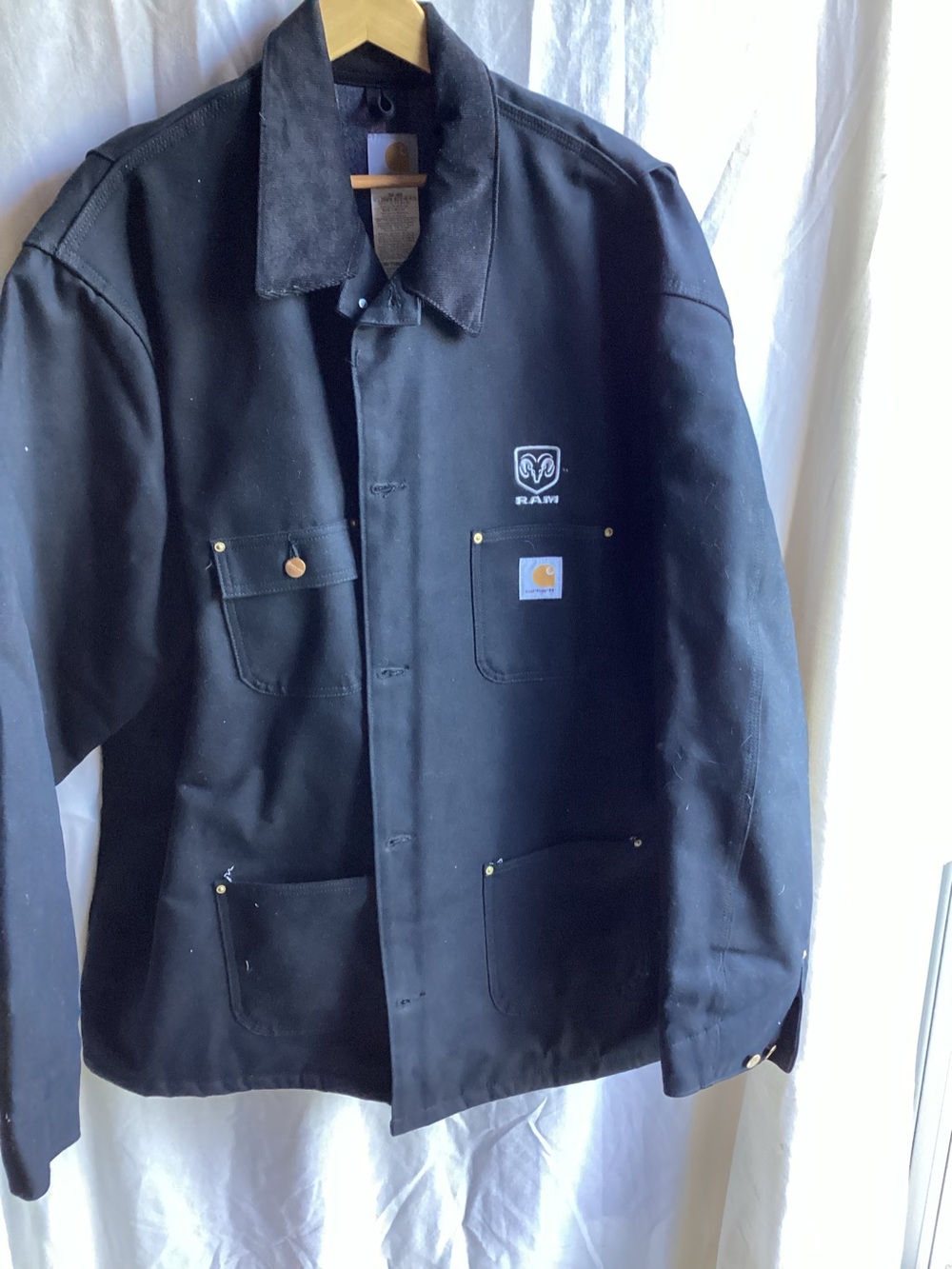 Carhartt Men's Black Work Jacket with RAM patch
